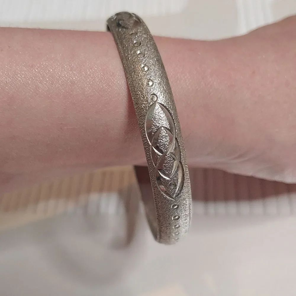 Vintage Celtic Embossed Metal Bangle large